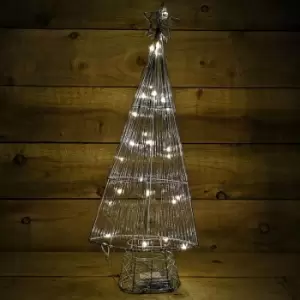Premier Decorations Ltd - 58cm Silver Metal Star Topped Lit Christmas Battery Twinkle Tree in Warm White