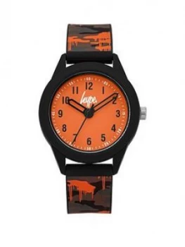 Hype Hype Orange And Grey Detail Dial Army Print Silicone Strap Kids Watch