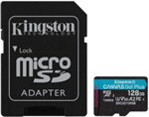 Kingston Canvas Go Plus 128GB microSDXC Card 170MB/s Read A2 U3 V30 plus SD Adapter