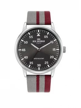 Ben Sherman Daltrey Sport Cool Grey and Red Strap Watch with Grey Sunray Dial, One Colour, Men