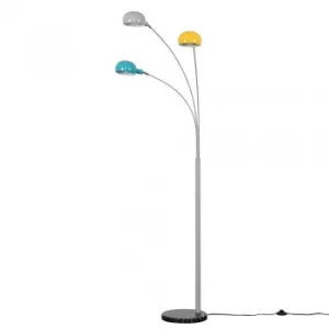 Curva Cool Grey Floor Lamp with Multi Coloured Shades