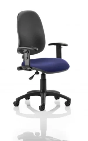 Eclipse I Lever Task Operator Chair Black Back Bespoke Seat With Height Adjustable Arms In Admiral Blue