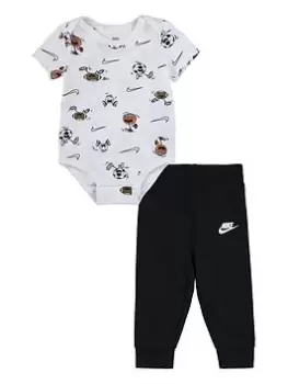 Nike Baby Boys Nsw Nikemoji Bodysuit Pant Set, Black/White, Size 6 Months