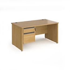 Dams International Straight Desk with Oak Coloured MFC Top and Graphite Frame Panel Legs and 2 Lockable Drawer Pedestal Contract 25 1400 x 800 x 725mm