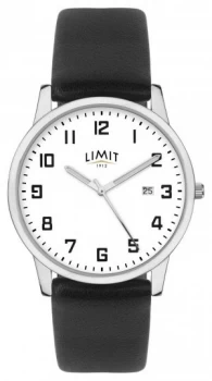 Limit Mens Black Leather Strap Silver/White Dial 5741. Watch