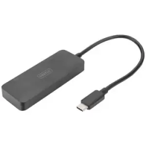 Digitus DS-45334 DisplayPort / USB-C Adapter [1x USB-C - 3x DisplayPort socket] Black w/o charging port, Ultra HD (4k) HDMI, DisplayPort 1.4