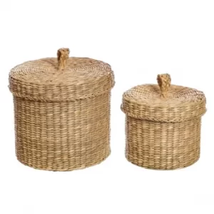 Sass & Belle (Set of 2) Seagrass Baskets with Lid