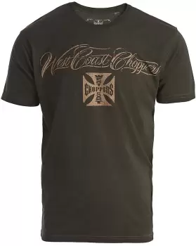 West Coast Choppers Eagle Crest T-Shirt, green-brown, Size S, green-brown, Size S
