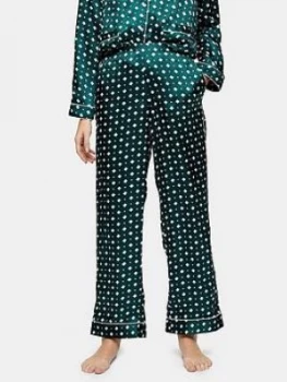 Topshop Tile Print Satin Pyjama Trousers - Green