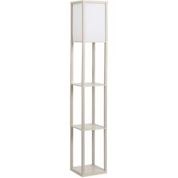 Floor Lamp Reading Lamp with 3-Tier Storage Shelf for Home Office Oak - Homcom