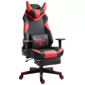 Equinox Command PU Leather Gaming Chair with Footrest - Black/Red