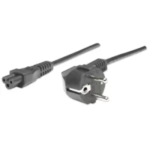 Manhattan Power Cord/Cable Euro 2-pin (CEE 7/4) plug to C5 Female (cloverleaf/triangular) 1.8m 16A Lifetime Warranty Polybag