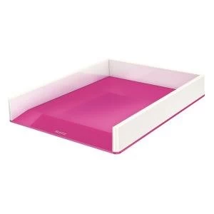 Leitz WOW Letter Tray Dual Colour WhitePink for Format A4 53611023