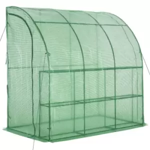 Outsunny 214 X 120 X 215Cm Walk-in Lean To Wall Tunnel Greenhouse With Door - Green