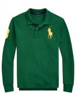 Boys, Ralph Lauren Classic Long Sleeve Big Pony Polo Shirt - Green, Size 14-16 Years, L