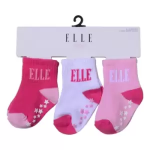 Elle Elle 3P Grippy Socks Bb99 - Pink