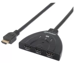 Manhattan HDMI Switch 3-Port, 4K@60Hz, Connects x3 HDMI sources to...