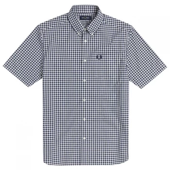 Fred Perry Short Sleeve Gingham Shirt - Blue 266
