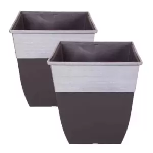 YouGarden Pair Of Hendrix Tall Square Planters With Pewter Top