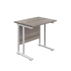 800 X 600 Twin Upright Rectangular Desk Grey Oak-White
