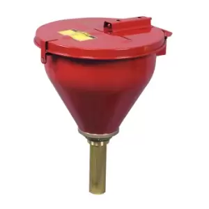 Justrite Safety drum funnel, height x Ø 254 x 273 mm, sheet steel, zinc plated and powder coated red