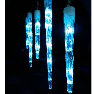 Robert Dyas 24 Blue Multi-Action LED Icicle Chaser Indoor And Outdoor Lights - Mains Powered With Remote Control