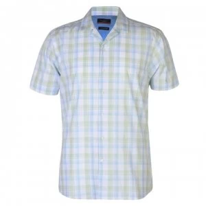 Pierre Cardin Reverse Check Short Sleeve Shirt Mens - Whte/Green/Blue