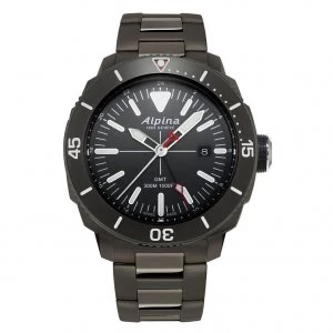 Alpina Seastrong Diver Mens Black Titanium Bracelet Watch