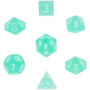 Chessex Poly 7 Dice Set: Frosted Teal with White