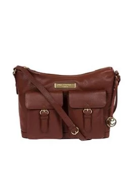 Pure Luxuries London Chestnut 'Jenna' Leather Shoulder Bag - dark brown