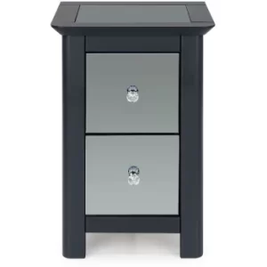 2 Drawer Mirrored Petite Bedside Table Cabinet Bedroom Furniture Nightstand
