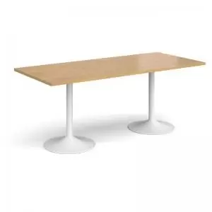 Genoa rectangular dining table with white trumpet base 1800mm x 800mm