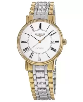 Longines Presence Automatic Stainless Steel & Yellow Gold Plated White Dial Mens Watch L4.921.2.11.7 L4.921.2.11.7