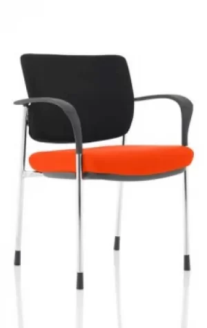 Brunswick Deluxe Black Fabric Back Chrome Frame Bespoke Colour Seat Tabasco Red With Arms