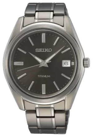 Seiko Mens Quartz Titanium Black Dial SUR375P1 Watch