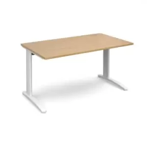 Office Desk Rectangular Desk 1400mm Oak Tops With White Frames 800mm Depth TR10