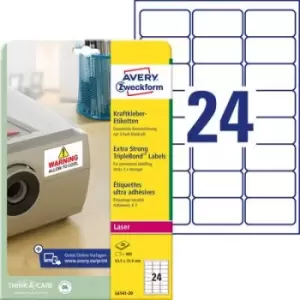 Avery-Zweckform L6141-20 Labels 63.5 x 33.9mm Polyester film White 480 pc(s) Permanent Adhesive labels (extra strong), All-purpose labels Laser, Copie