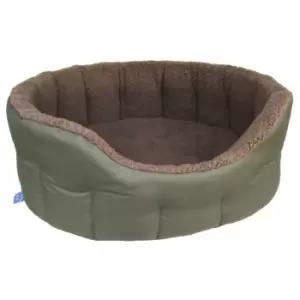 P&l Superior Pet Beds Ltd Jumbo Drop Fronted Bolster Style Pet Bed - Green & Mushroom