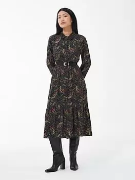 Barbour Barbour Westbury Long Sleeve Midi Dress - Navy, Multi, Size 14, Women