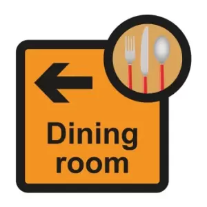 Dining Room Arrow Left Sign, Self Adhesive Foamex (305mm x 310mm)