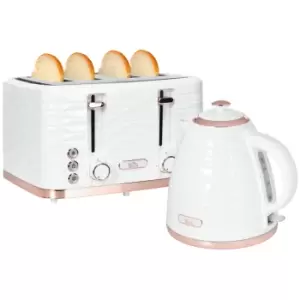 HOMCOM Kettle and Toaster Sets, 3000W 1.7L Rapid Boil Kettle & 4 Slice Toaster with 7 Browning Controls, Defrost, Reheat and Crumb Tray, Otter thermos
