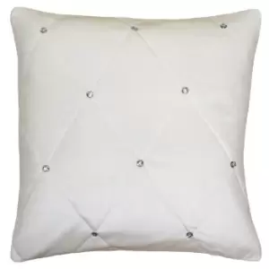 New Diamante Embellished Cushion Cream / 45 x 45cm / Polyester Filled