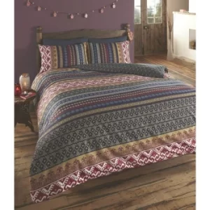 DE CAMA Luxury Indian Ethnic Print Single Duvet Quilt Cover Bedding Set Orkney Multi, Cotton and Polyester, Multicoloured
