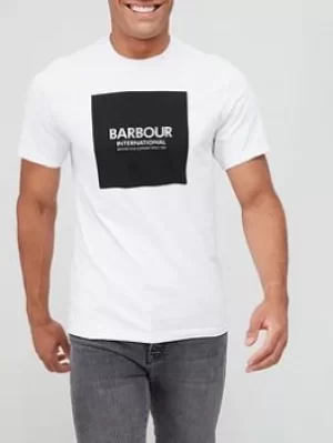 Barbour International Block Logo T-Shirt, White, Size L, Men