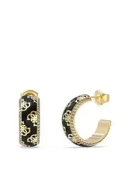 Guess 4G Loop Patterned Hoops Yellow Gold