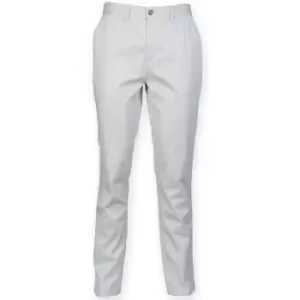 Front Row Mens Cotton Rich Stretch Chino Trousers (40L) (Light Grey)