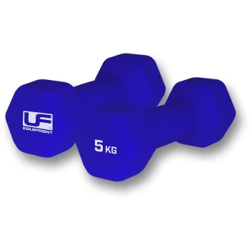 Urban Fitness Hex Dumbbells - Neoprene Covered (Pair) - 2 x 5kg - Blue -