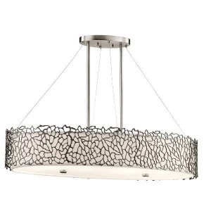 4 Light Oval Ceiling Island Pendant Bar Pewter, Silver Coral, E27