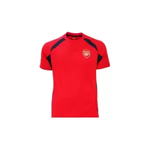 Arsenal FC Boys Panel T-Shirt (S) (Red/Black)