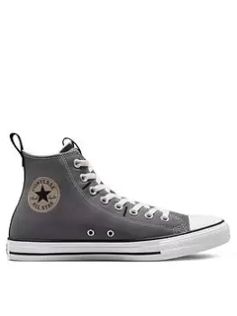 Converse Chuck Taylor All Star Deco Stitch Canvas Hi Top Trainers - Grey/White/Black, Size 11, Men